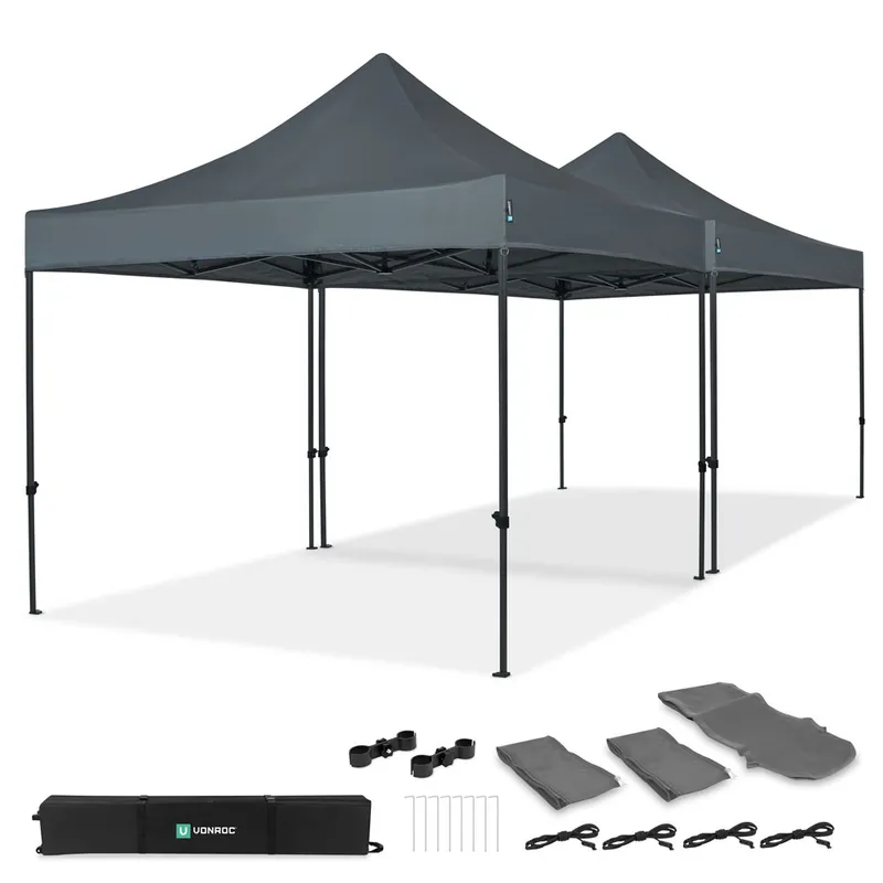 Easy-Up Partytält - 6×3 m | Set inkl. 2x Partytält och 1x Kopplingskit - Grå