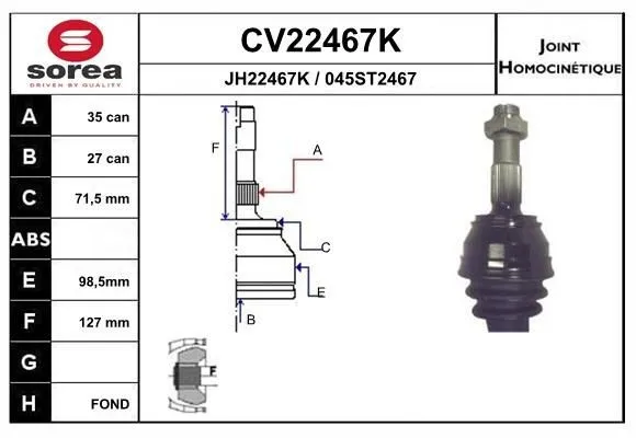 EAI CV22467K Ledsats, drivaxel