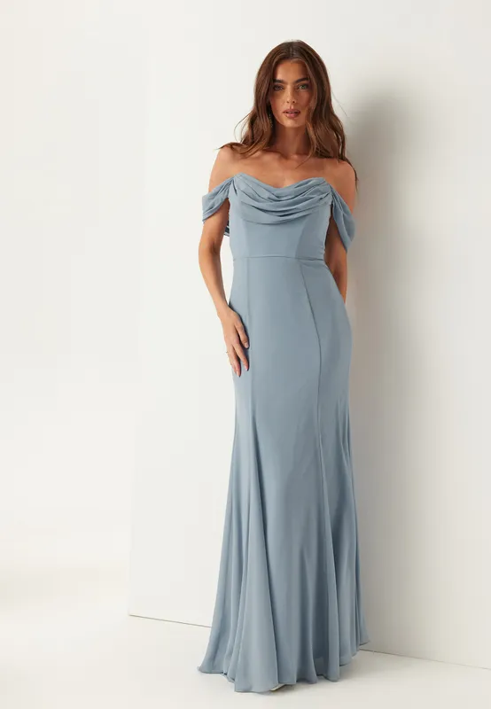 Chiffon Off Shoulder Maxi Dress (#1488)