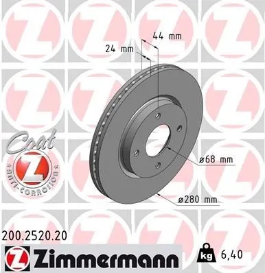 Bromsskiva ZIMMERMANN 200.2520.20