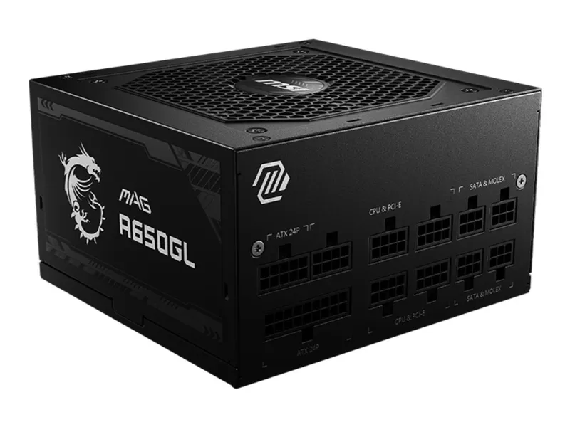 MSI MAG A650GL – Nätaggregat (intern) – ATX12V / EPS12V – 80 PLUS Gold – AC 100-240 V – 650 Watt – aktive PFC