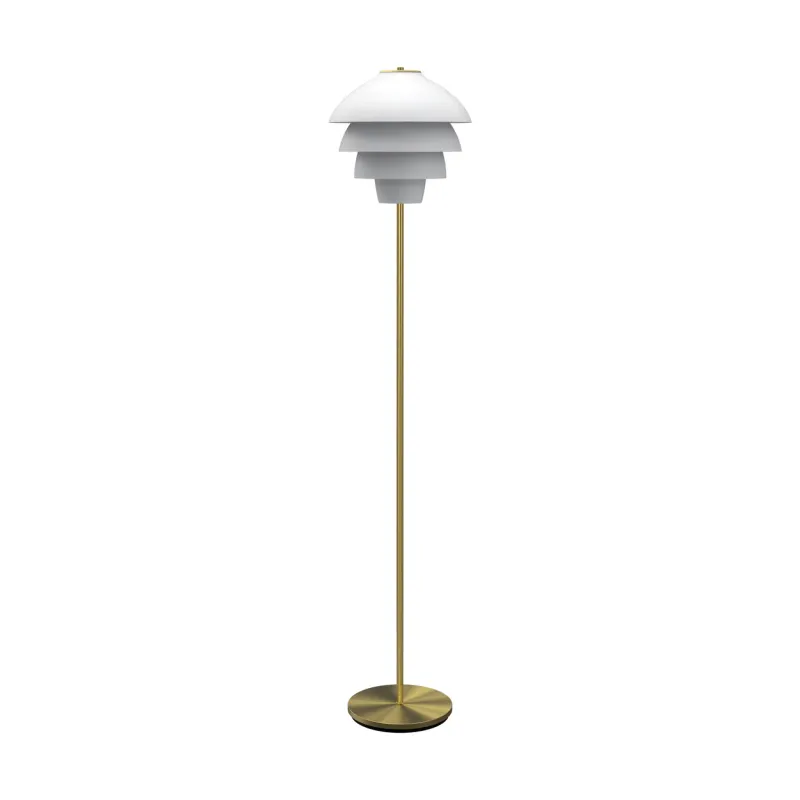 Valencia golvlampa, höjd 151 cm, vit/mässing, E27 – Belid – Vardagsrum – Design – Metall – Med en ljuskälla