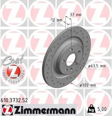 Bromsskiva ZIMMERMANN 610.3732.52