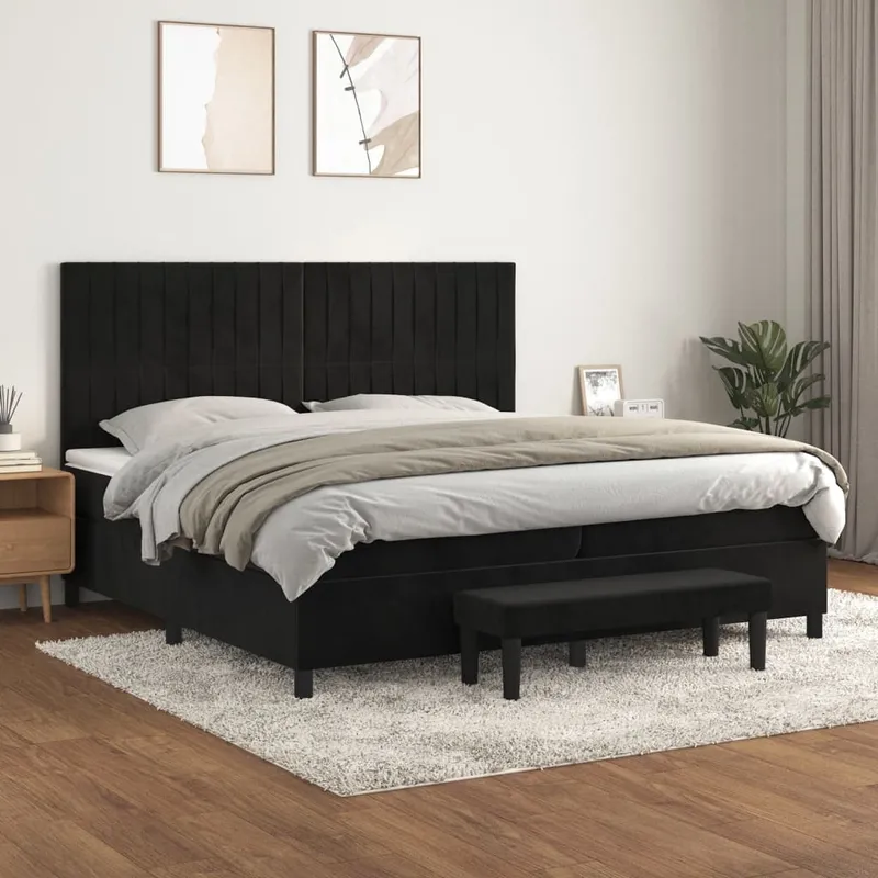 vidaXL Ramsäng med madrass svart 200×200 cm sammet (#9955)
