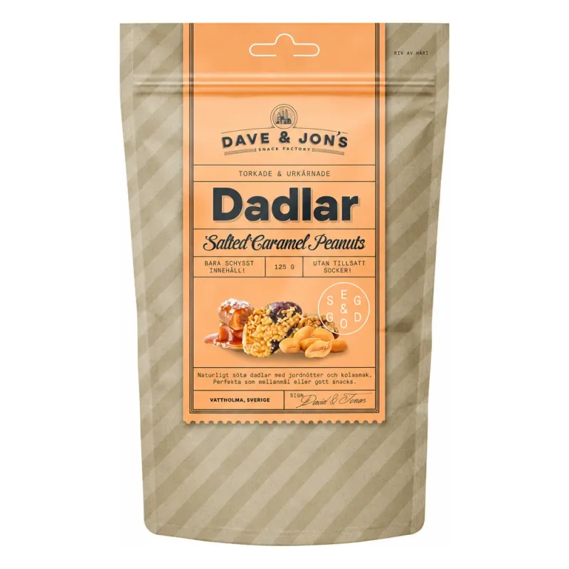 Dave & Jons Dadlar Salted Caramel Peanuts 125 gram BF 2026-07-17