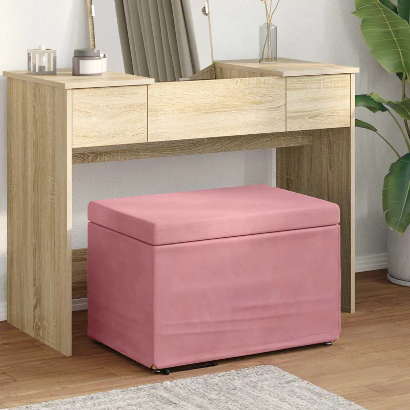 vidaXL Pall Rosa 61 x 41 x 40 cm Sammet och konstruerat trä