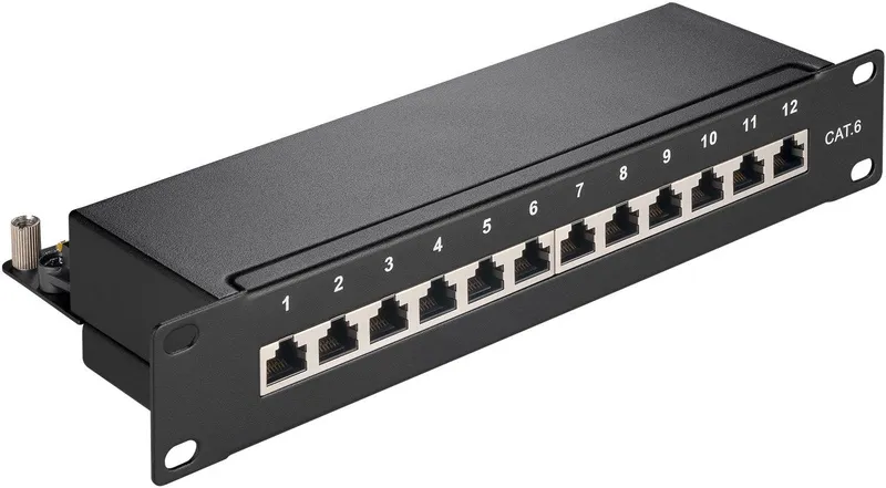 Pro CAT 6 10 inch (25.4 cm) patch panel 12 port blac - Svart