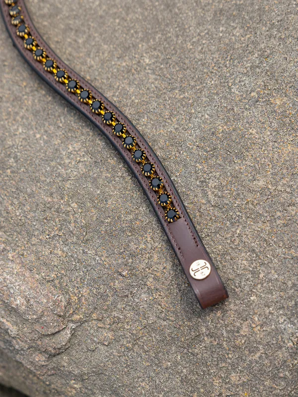 Pannband Kristall Onyx Guld Brun Full