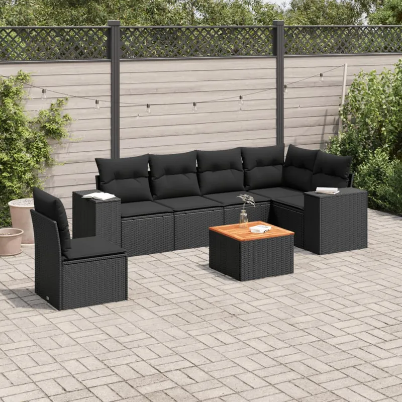 vidaXL Patio Sofa Set 7-sits Black