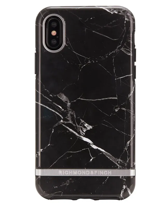 Richmond And Finch Black Marble – Silver iPhone X/Xs Cover