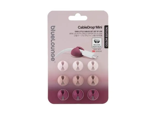 Bluelounge Design CableDrop mini - Pink - 9-pack