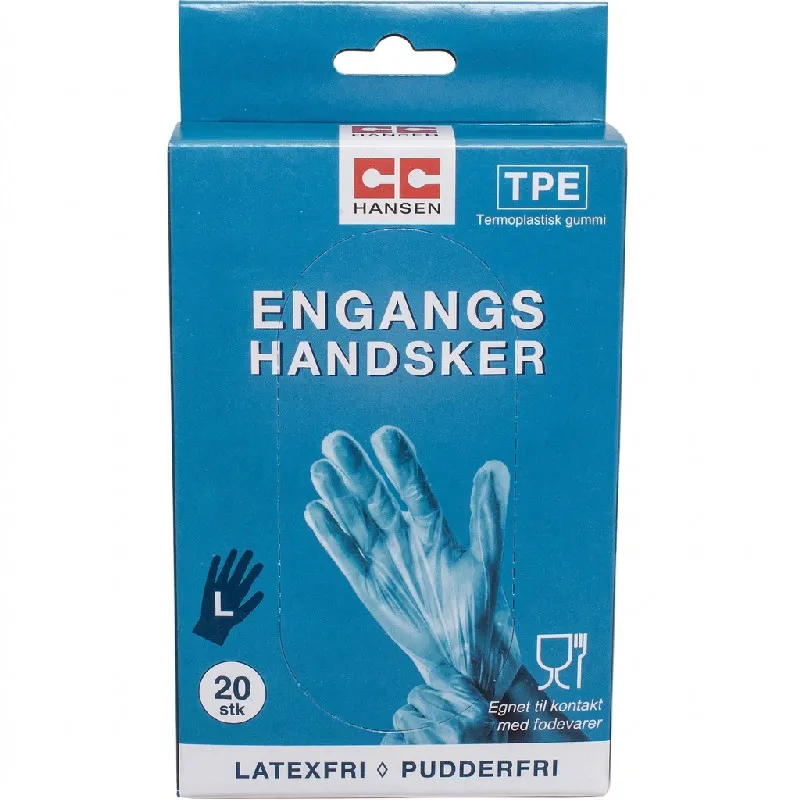 CC Hansen Engångshandskar TPE Stl. L - 20 st.