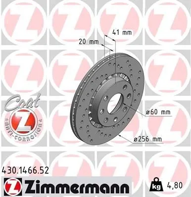 Bromsskiva ZIMMERMANN 430.1466.52