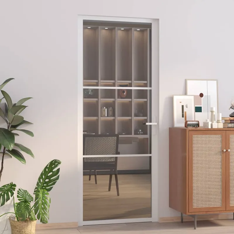 vidaXL Innerdörr 83×201,5 cm vit ESG-glas och aluminium (#2771)