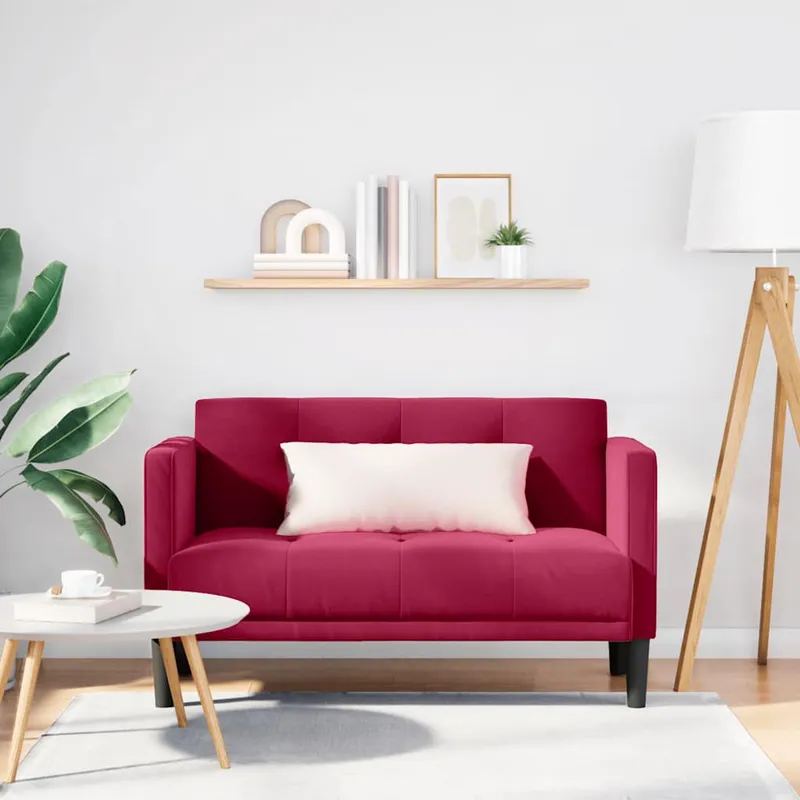 vidaXL Loveseat soffa vinröd 111 cm sammet