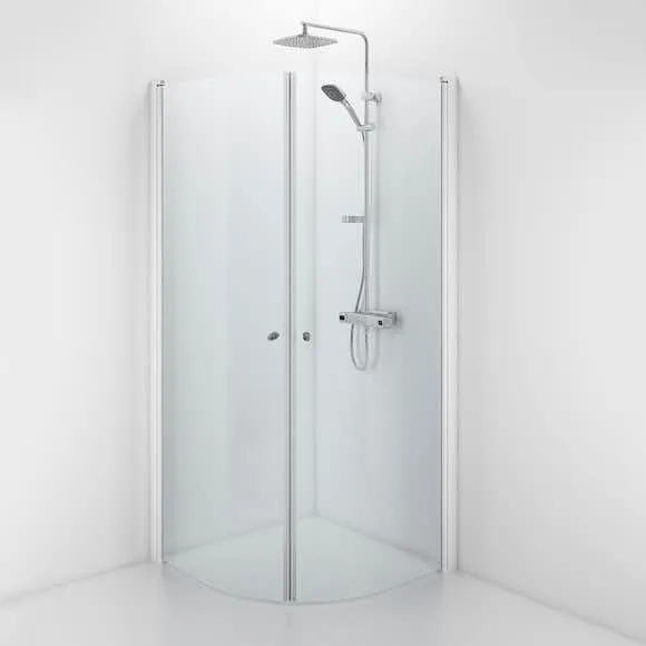 Contura Space SBVK 900 Duschvägg böjd, vit/klart glas