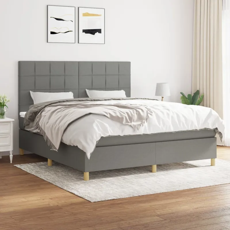 vidaXL Ramsäng med madrass mörkgrå 180×200 cm tyg (#0183)