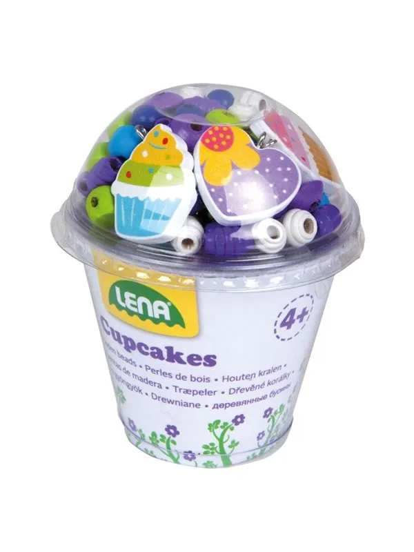 Träpärlor Cupcake Blå - Gör-det-själv Halsband