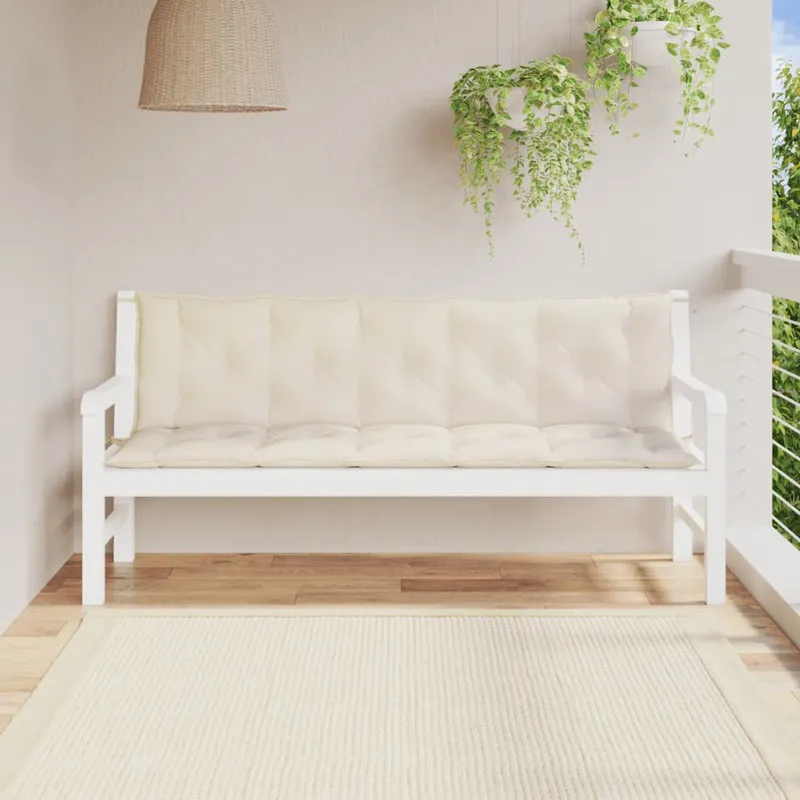 vidaXL Bänkdynor för trädgården 2st gräddvit 180x50x7cm oxfordtyg