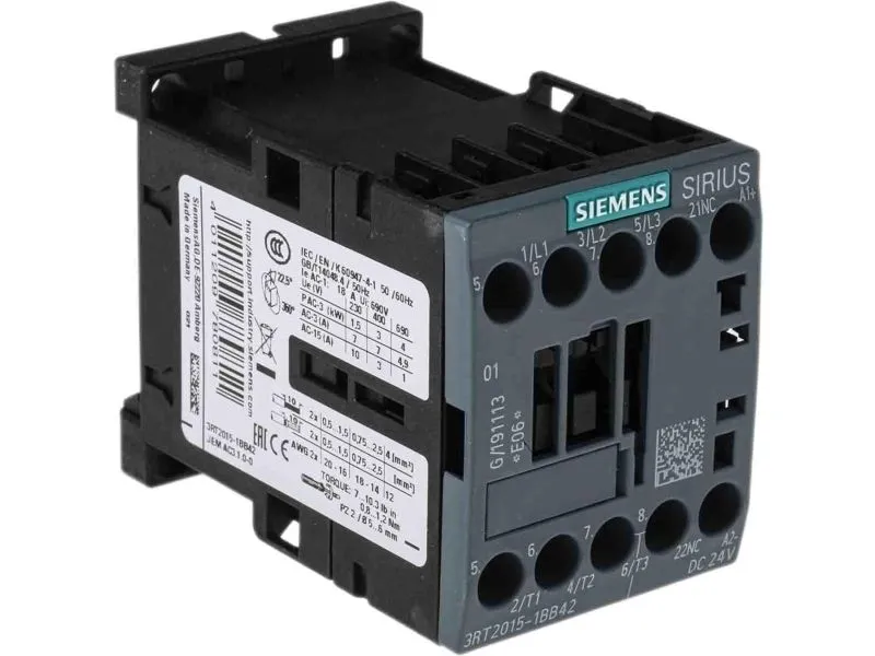 Siemens Contactor.ac3:3kw 1nc dc24v 3rt2015-1bb42