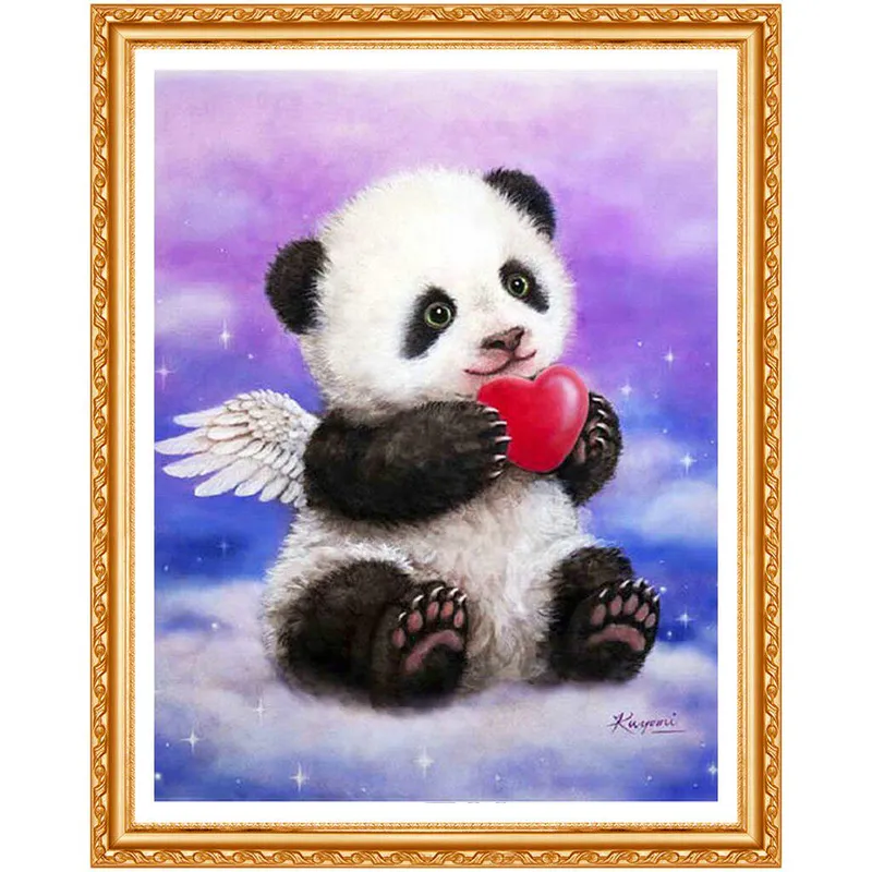 Diamantmålning Pandaängel, strassmålning, fyrkantig, full, gör-det-själv, 5d-broderi, diamantbroderi 20X30CM