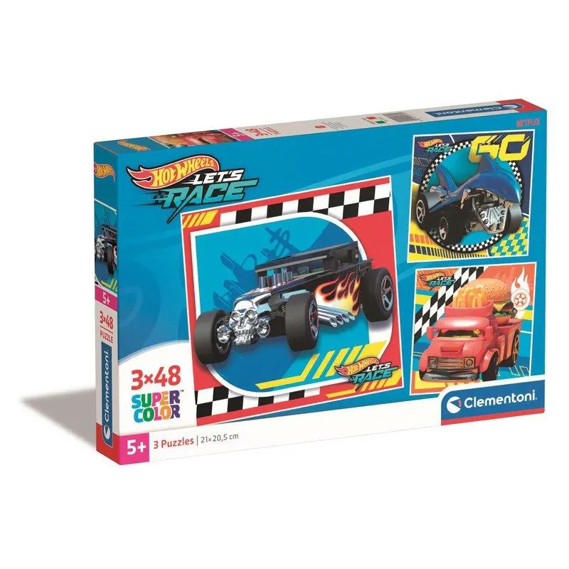 Pussel 3x48 bitar Hotwheels, Clementoni
