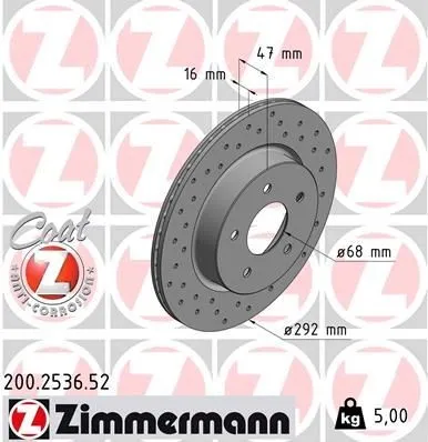 Bromsskiva ZIMMERMANN 200.2536.52