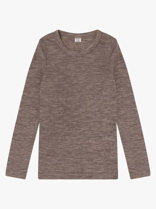 CeLaVi Långärmad Topp Merinoull, Walnut Melange, 100