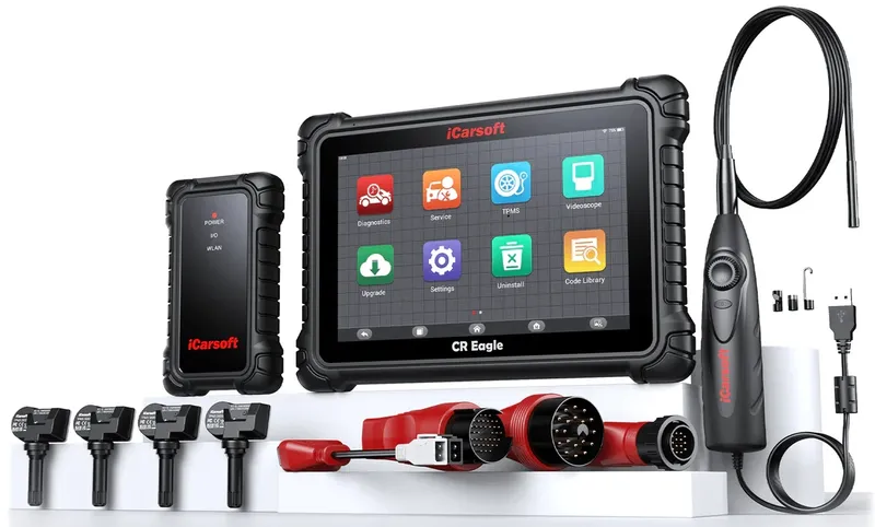 iCarsoft CR EAGLE felkodsläsare, diagnostikverktyg, Bluetooth, TPMS, kabelkit & inspektionskamera, DOIP, alla bilmärken