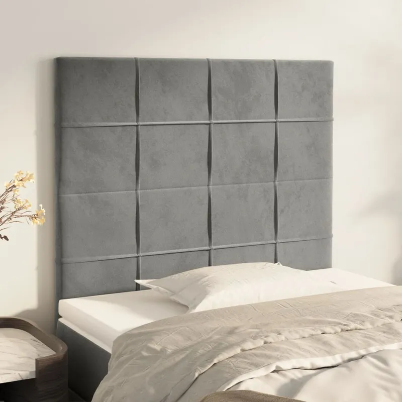 vidaXL Sänggavel ljusgrå 100x5x118/128 cm sammet (#2383)