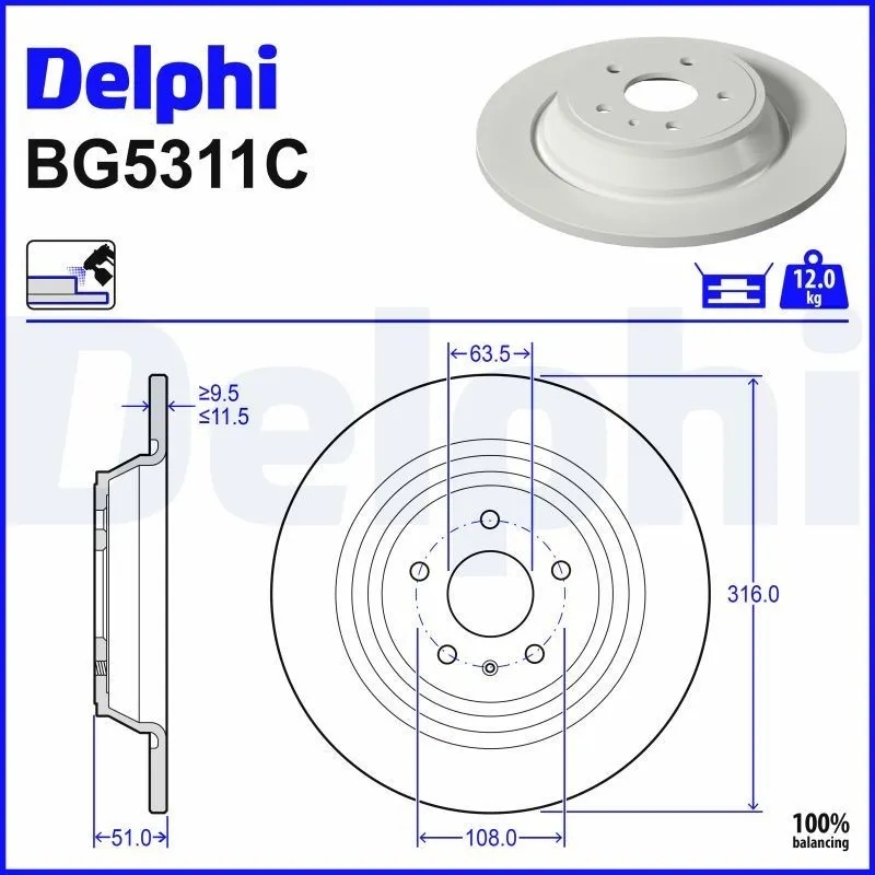 Bromsskiva DELPHI BG5311C