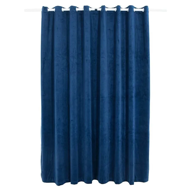 vidaXL Mörkläggningsgardin med metallringar sammet mörkblå 290×245 cm