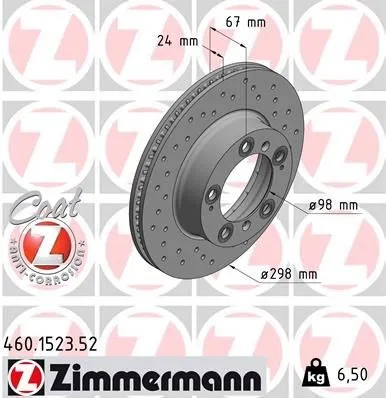 Bromsskiva ZIMMERMANN 460.1523.52