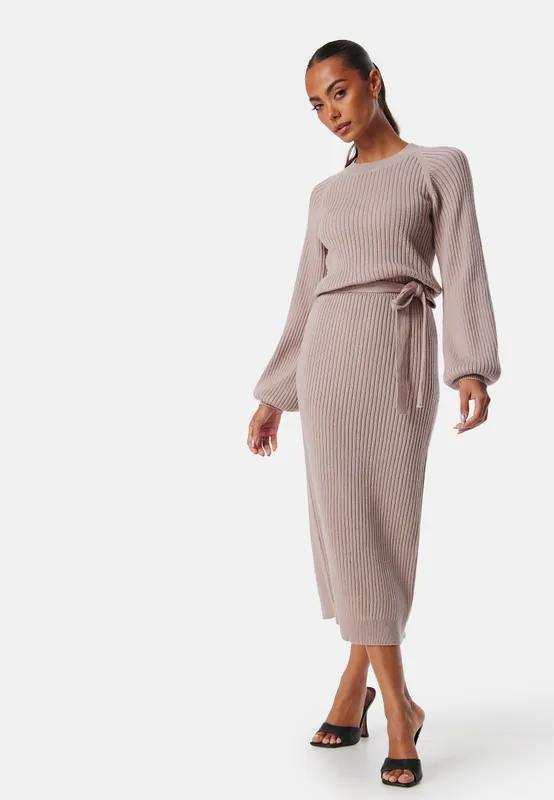 Round Neck Rib Knitted Midi Dress (#5659)
