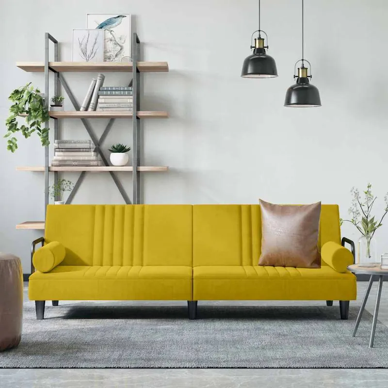 vidaXL Bäddsoffa med armstöd gul sammet