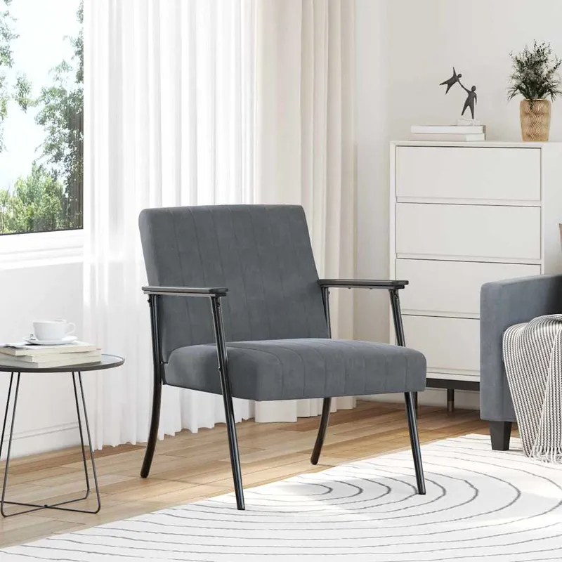 vidaXL fåtölj Mörkgrå Sammet