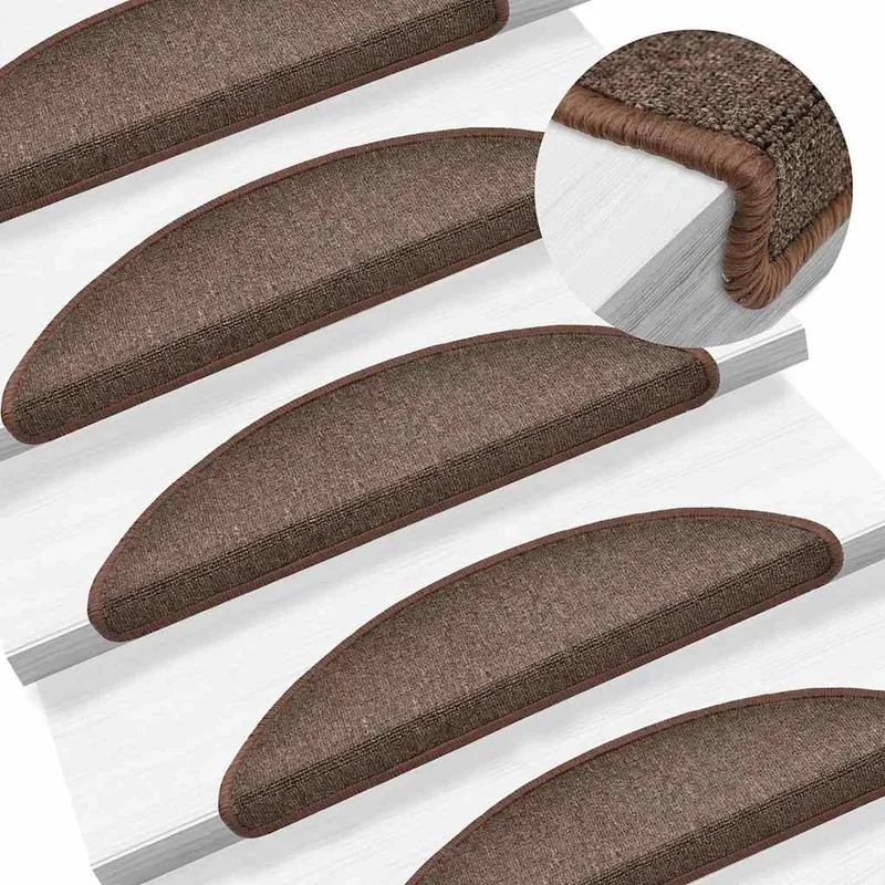 vidaXL Trappmattor 10 st 56x17x3 cm kaffebruna halvrunda