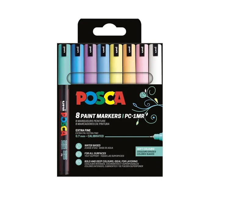 POSCA tuschpennset Soft Colors, PC-1MR 8 assorterade färger