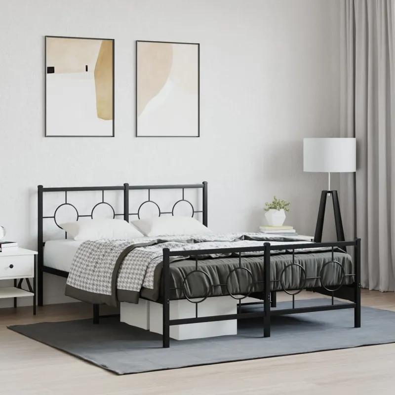 Vidaxl Metallram för Säng med Huvudgavel och Fotgavel, Svart, 140X200cm