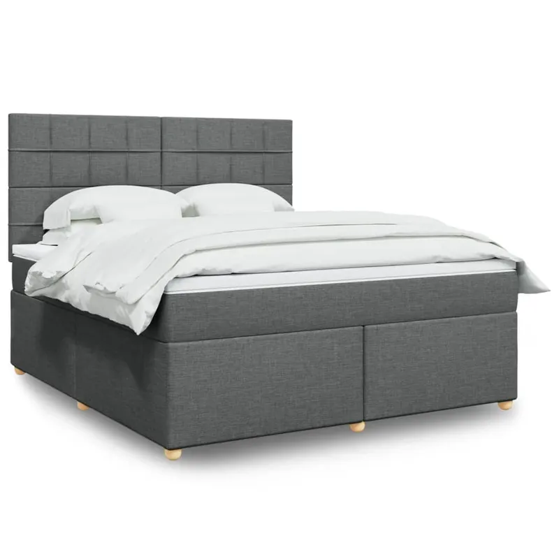vidaXL Ramsäng med madrass mörkgrå 180×200 cm tyg (#5429)
