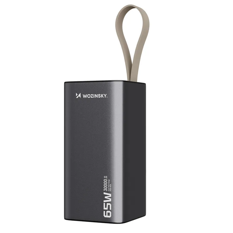 Wozinsky Powerbank K65+ 65 W 2 x USB-C 1 x USB-A - Grey - 30000 mAh