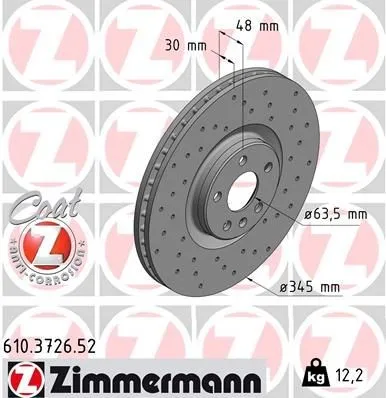 Bromsskiva ZIMMERMANN 610.3726.52