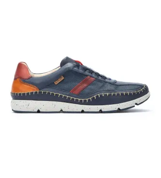 Pikolinos för män. M4U-6046C1 Marin Fuencarral Sneakers i läder (40), Hud, Blå, Karta, Nyckelband, Casual