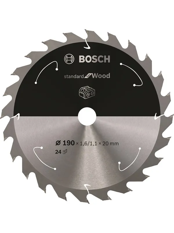 Bosch Standard for Wood cirkelsågklinga för sladdlösa sågar 190×1,6/1,1×20 T24