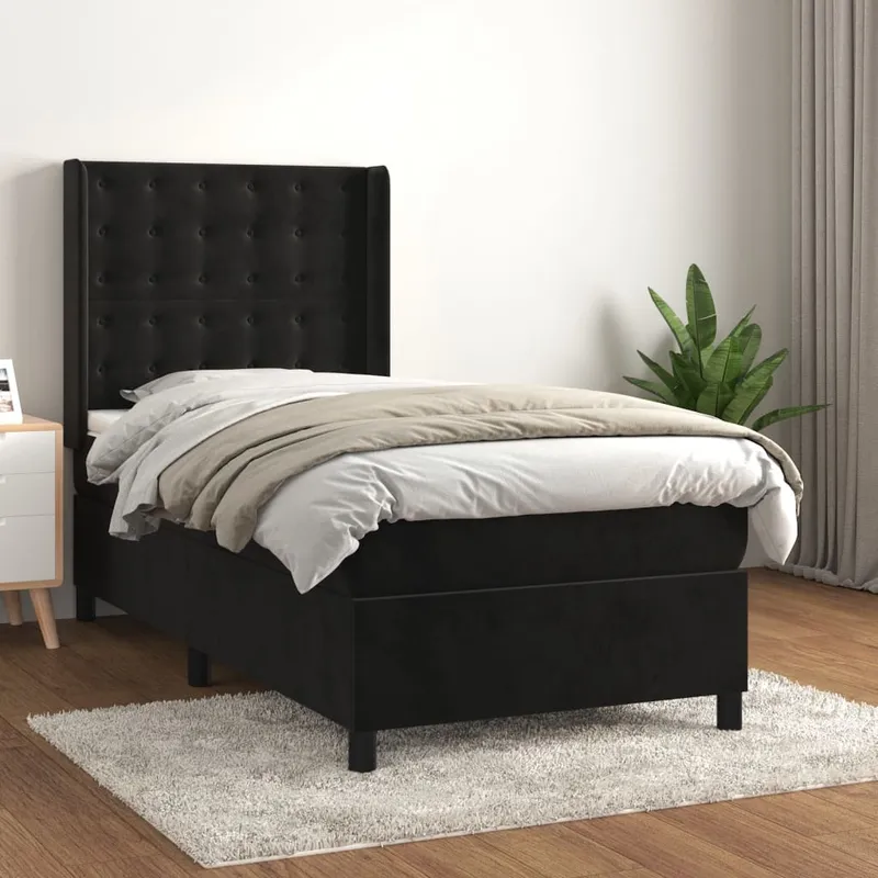 vidaXL Ramsäng med madrass svart 80×200 cm sammet (#6609)