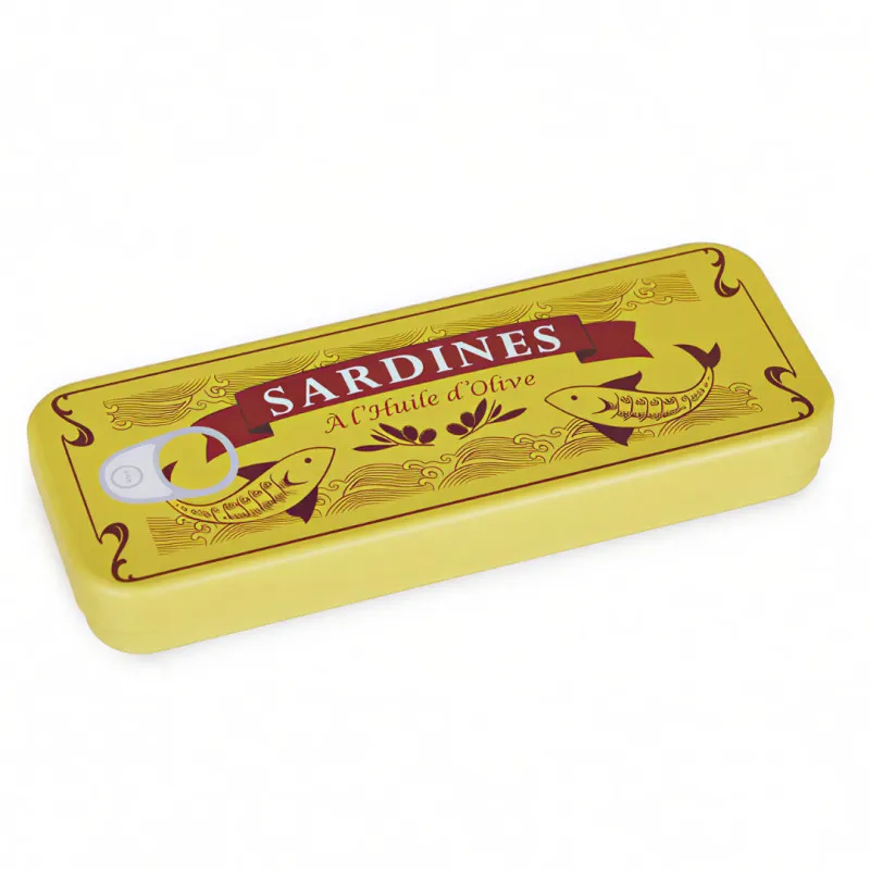 Korkskruv & vinöppnare – Sardines blå fiskdesign i plåtask (presenttips)