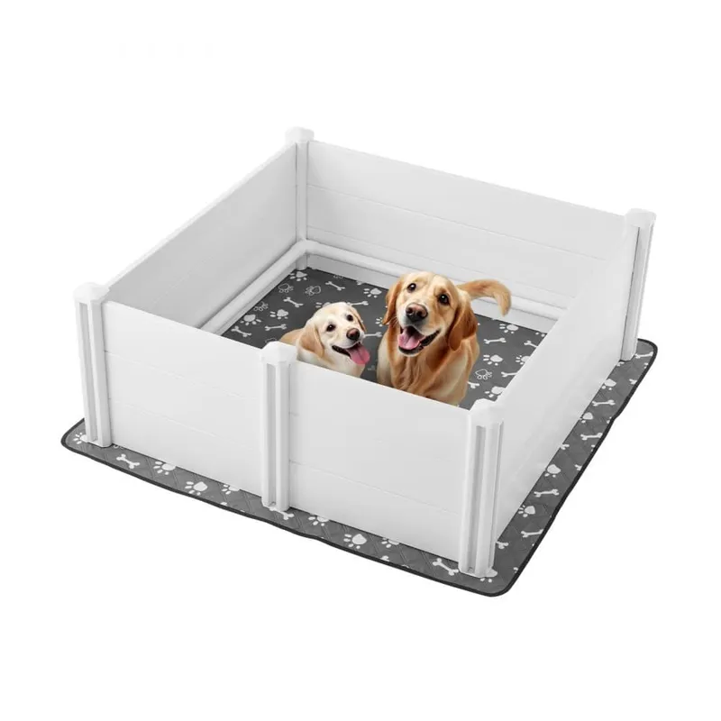 Valplåda 122x122x46 cm, Höjdjusterbar Dörr, För Stor Hund, Robust och Lätt att Montera