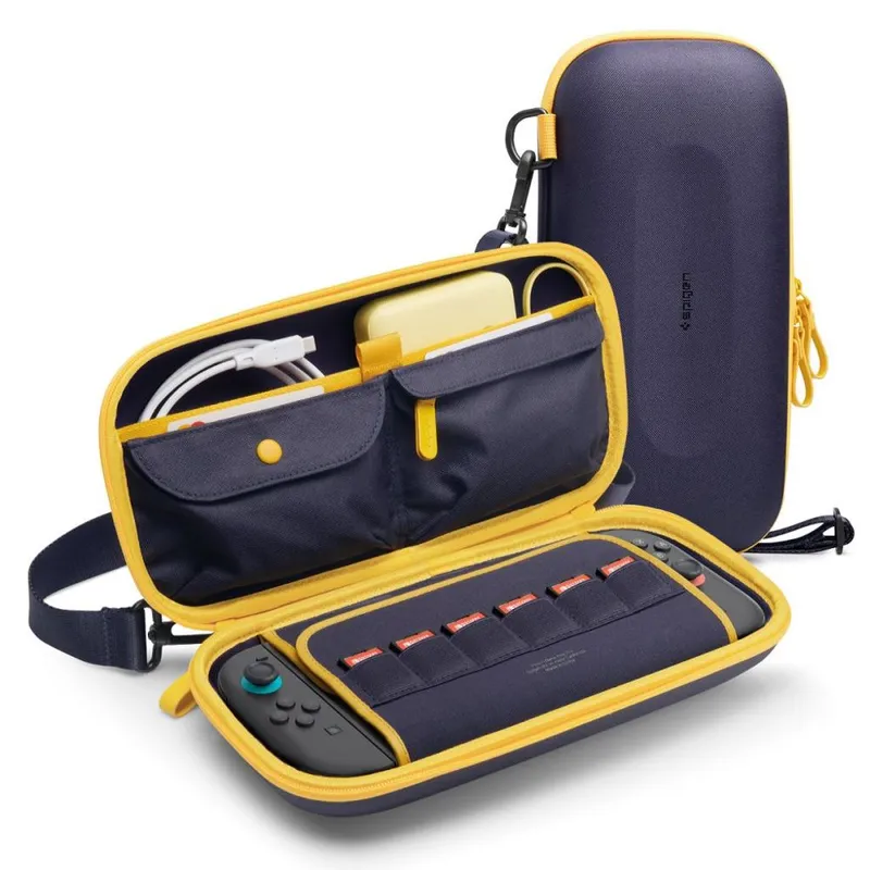 Spigen Nano Pop Pro Pouch for Nintendo Switch 2 – Navy Blue and Yellow – Miscellaneous Tillbehör till spelkonsol – Nintendo Switch 2