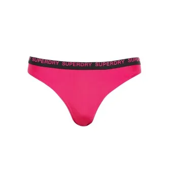 Superdry för kvinnor. W3010390A Stretchiga bikiniunderdelar med vågad skärning i rosa (L), Strandkläder, Återvunnen polyester, Hållbar