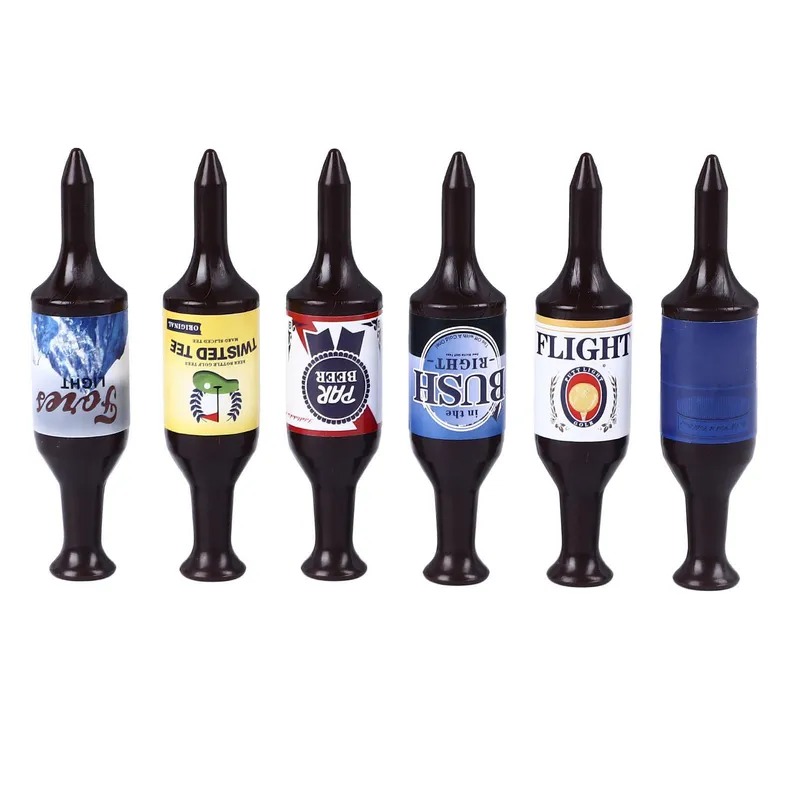 6 st Mini Ölflaska Golftees Plast Roliga Golftees Set Unik Golfgåva För Män och Kvinnor